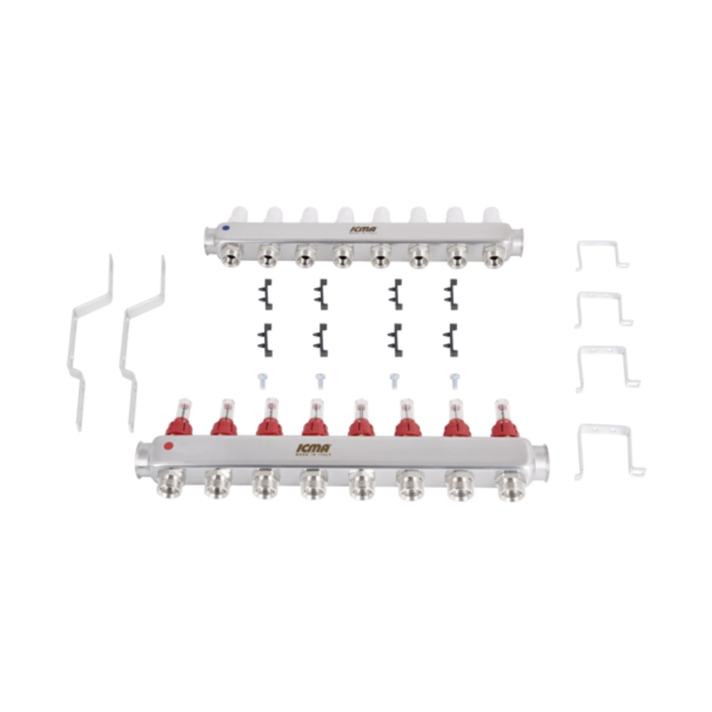 Коллектор ICMA №К073 из нержавеющей стали распределительный с расходомером 1" 8 выходов (SD00053341) - фото 9 Коллектор ICMA №К073 из нержавеющей стали распределительный с расходомером 1" 8 выходов (SD00053341) - фото 9