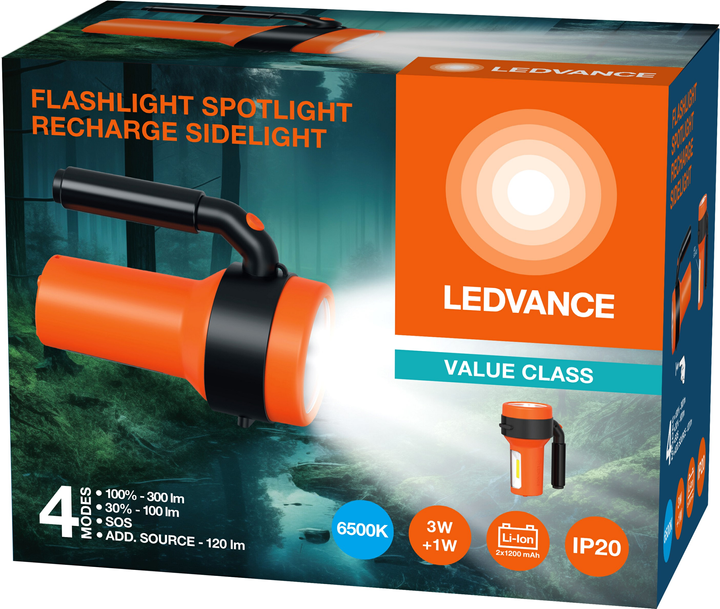 Ліхтар Ledvance Spotlight Sidelight PowerBank 3+1W 300Lm 6500K 2x1200 mAh 125x176х227 мм (4099854175787) - фото 5