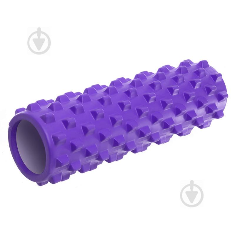 Роллер для занять йогою та пілатесом Grid Bubble Roller FI-6672 d-14см, l-45см Фіолетовий