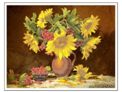 Схема для вишивки бісером Золота Підкова Соняшники у вазі ЗПН-015