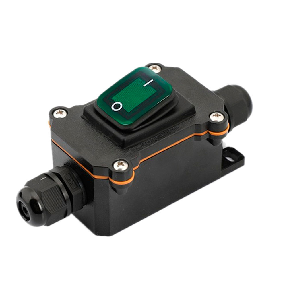 Перемикач зовнішнього монтажу двосторонній зелена кнопка IP65 12 24V Black (YUT_V3729)