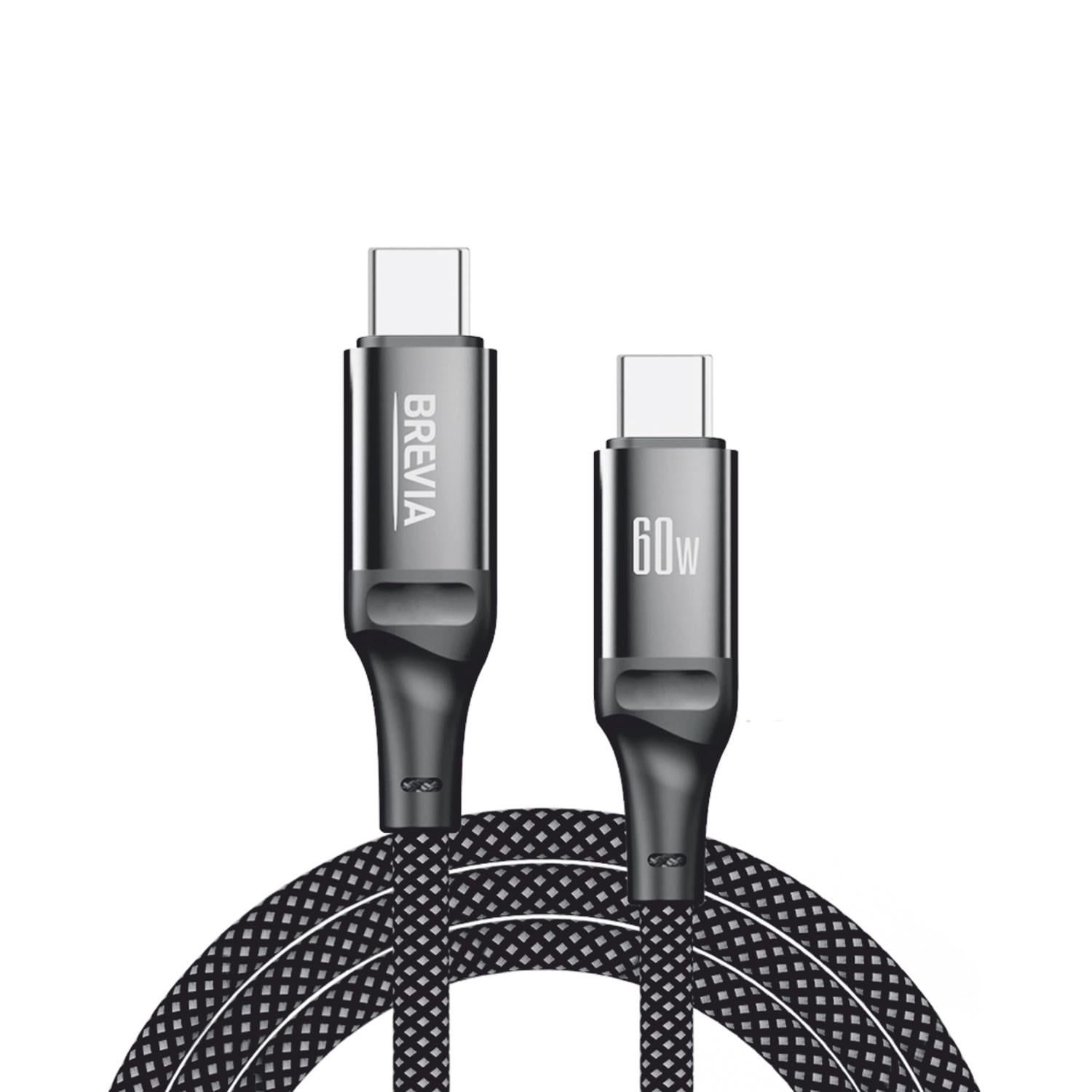 Кабель Brevia Type-C to Type-C 60W ZIP 1 м Черный (56100BCCZ1)