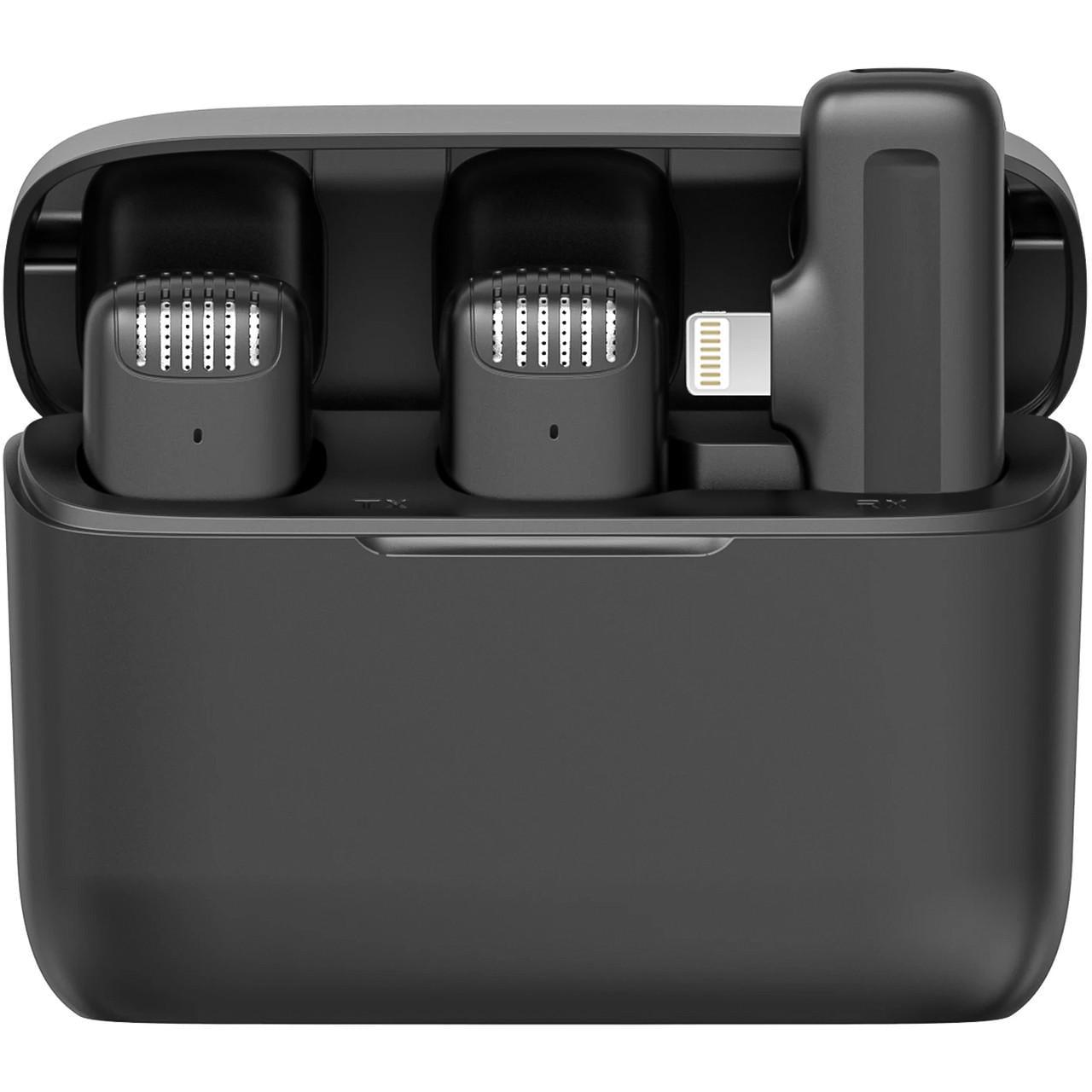 Микрофон двойной петличный Savetek P31-2 Lightning для iPhone/iPad беспроводной до 20 м с зарядным кейсом