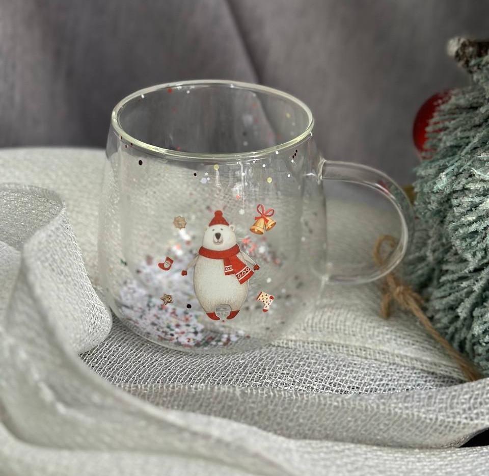 Чашка новорічна Olens 8030-302-1 Новорічна дивина з подвійним дном 300 мл Прозрачний (2786960271)