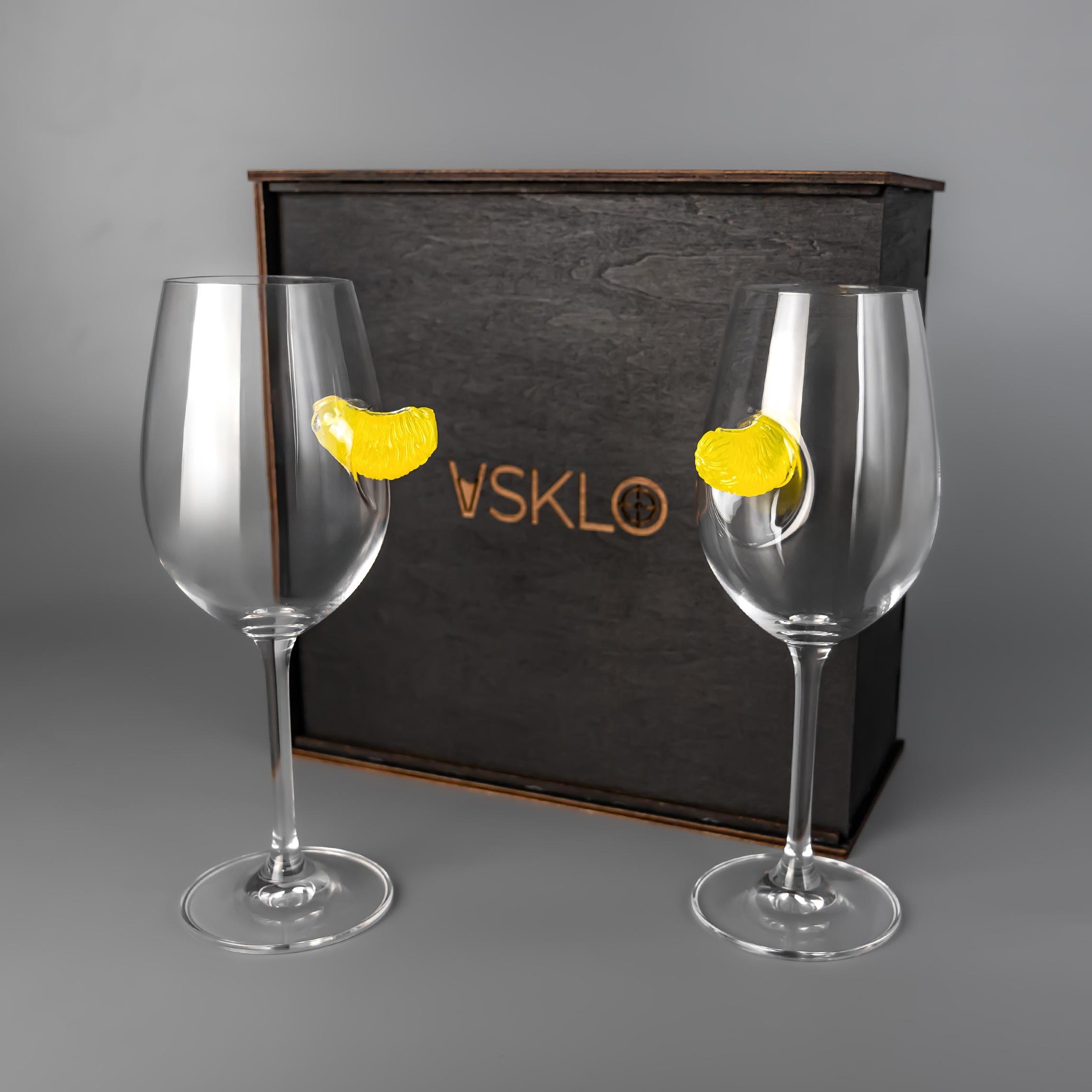 Бокалы для вина с мандарином VSKLO 350 мл 2 шт. - фото 2 Бокалы для вина с мандарином VSKLO 350 мл 2 шт. - фото 2