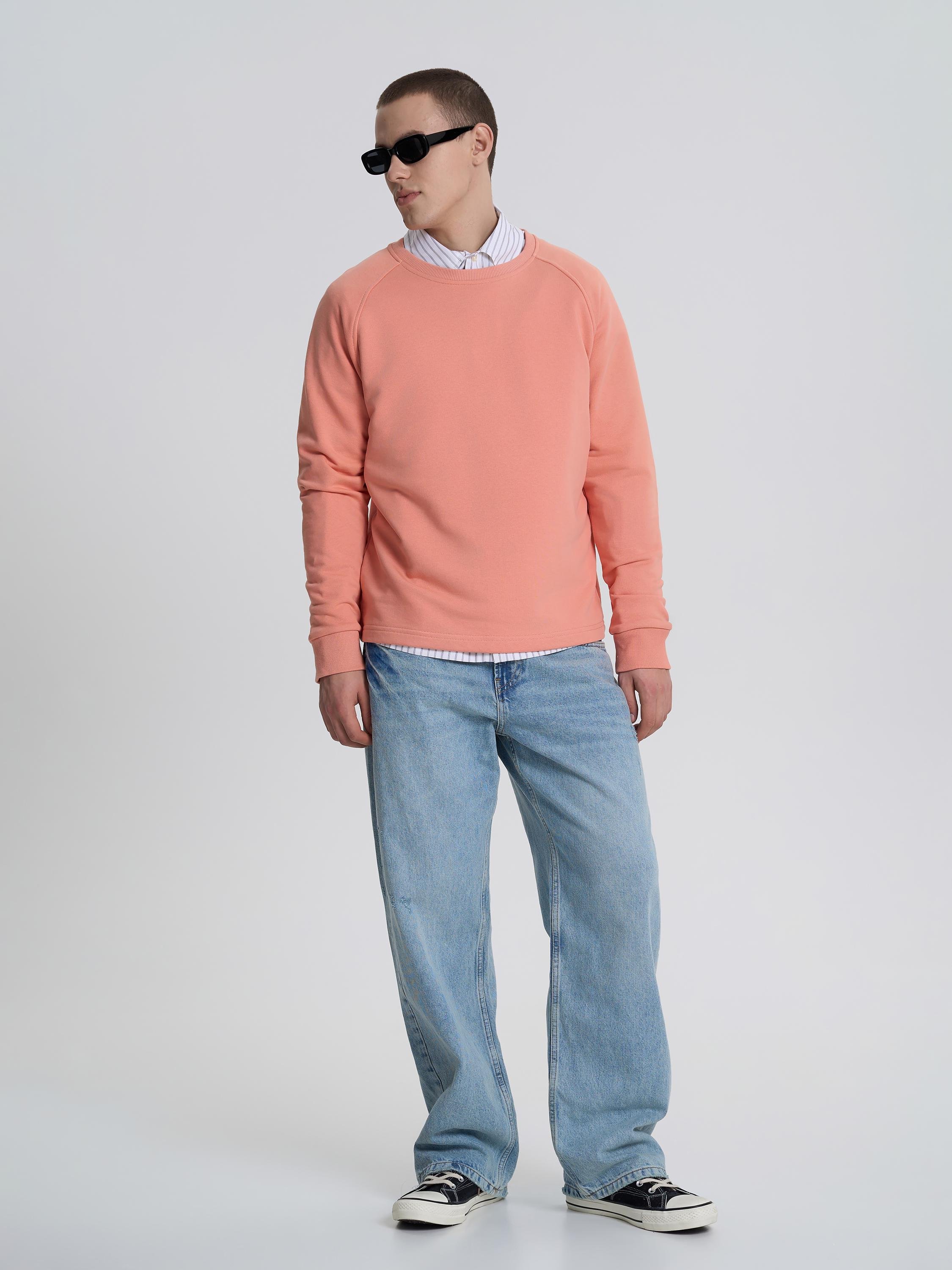 Свитшот-реглан мужской ROZA 240620 XL Коралловый (4824005724329) - фото 7