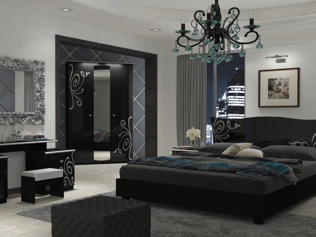 Гарнитур спальный Миро-Марк Bogema №4 Черный глянцевый (212-787) - фото 1 Гарнитур спальный Миро-Марк Bogema №4 Черный глянцевый (212-787) - фото 1