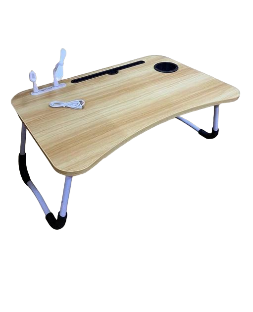 Підставка для ноутбука портативна з USB заряджанням ліхтариком та вентилятором Бежевий (43b5a9c4) - фото 1