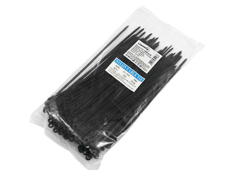 Стяжка кабельная Lemanso LMA2735 с кольцом 100 шт. 200x4 мм Черный (8646)