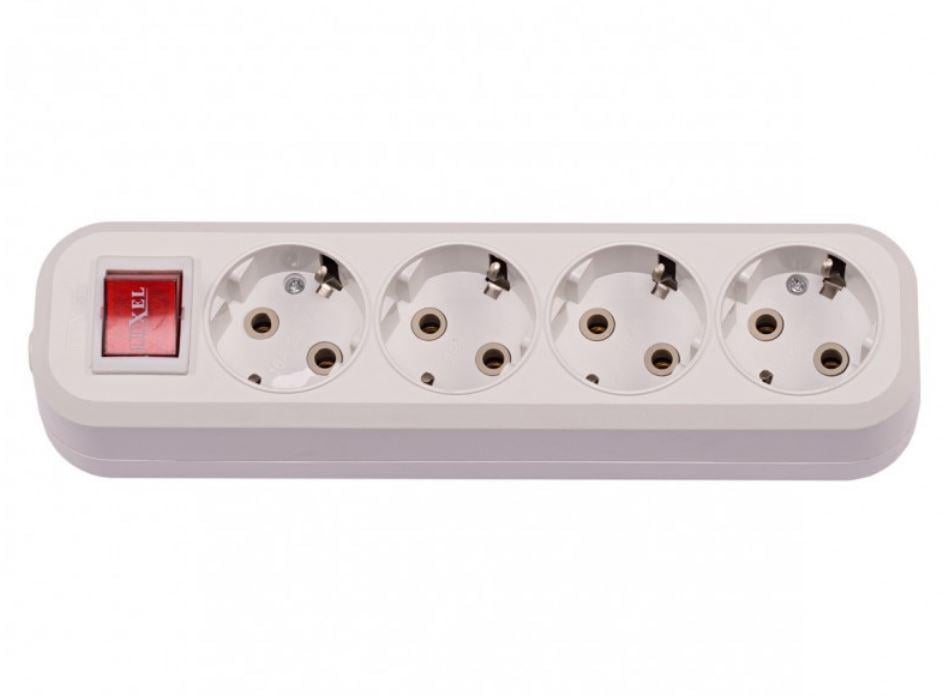 Колодка Luxel 4 розетки с заземлением и выключателем (7251)