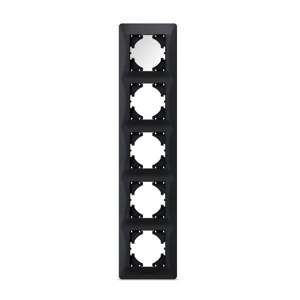 Рамка вертикальна Videx Binera на 5 місць Чорний графіт (00000040060)