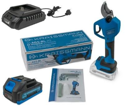 Секатор аккумуляторный KRAISSMANN 31 AGS-BL 20/2 безщеточный аккумулятор 2 Ач/зарядное устройство (22431178)