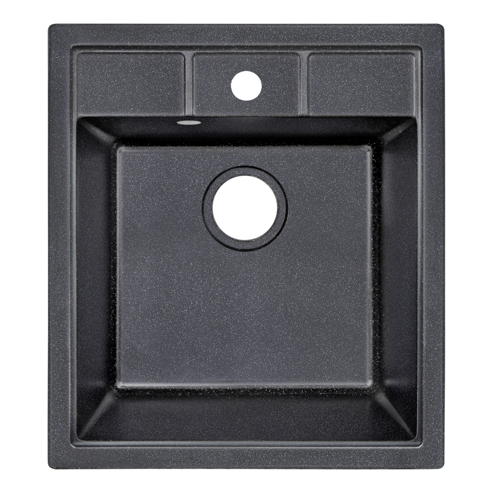 Кухонна мийка Lidz квадратна гранітна 460х515х200 мм Чорний матовий
