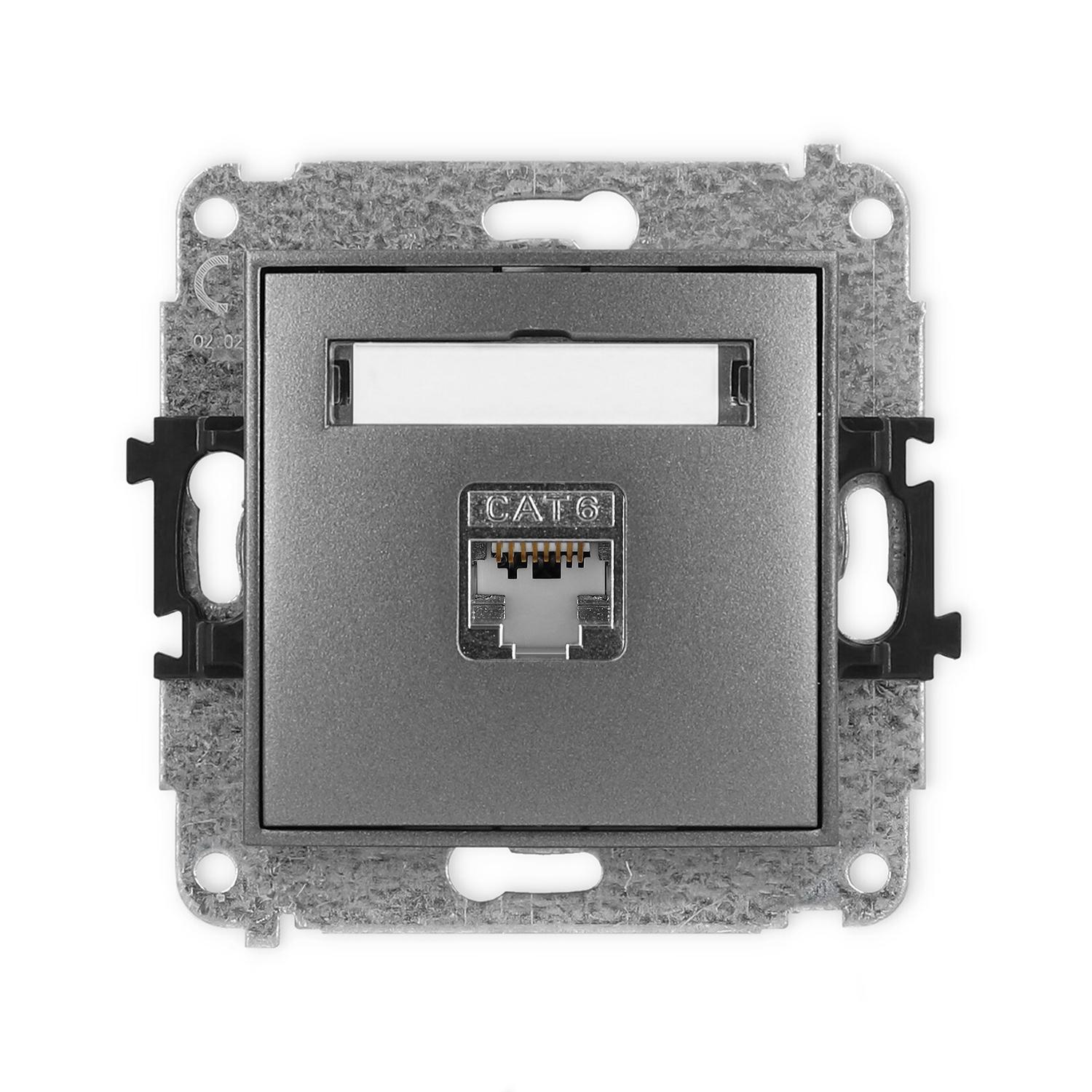 Розетка компьютерная экранированная Karlik Mini RJ45 cat 5E Графитовий (11MGK-1e)