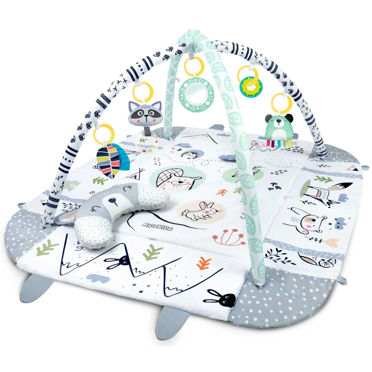 Коврик интерактивный развивающий Ricokids Boho с дугами и игрушками 3в1 100x110 см (35497109)