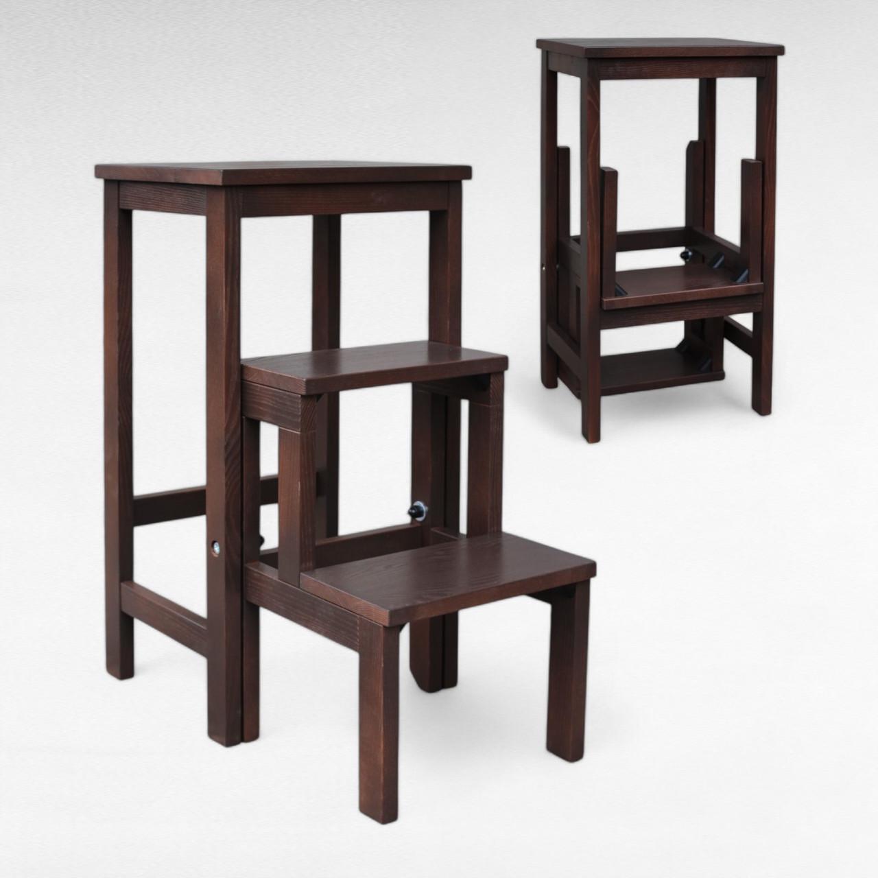 Табурет-лестница деревянный Студія Дерева Вільха ТД бытовой раскладной 3 ступеньки Темно-коричневый (31002904) - фото 2 Табурет-лестница деревянный Студія Дерева Вільха ТД бытовой раскладной 3 ступеньки Темно-коричневый (31002904) - фото 2