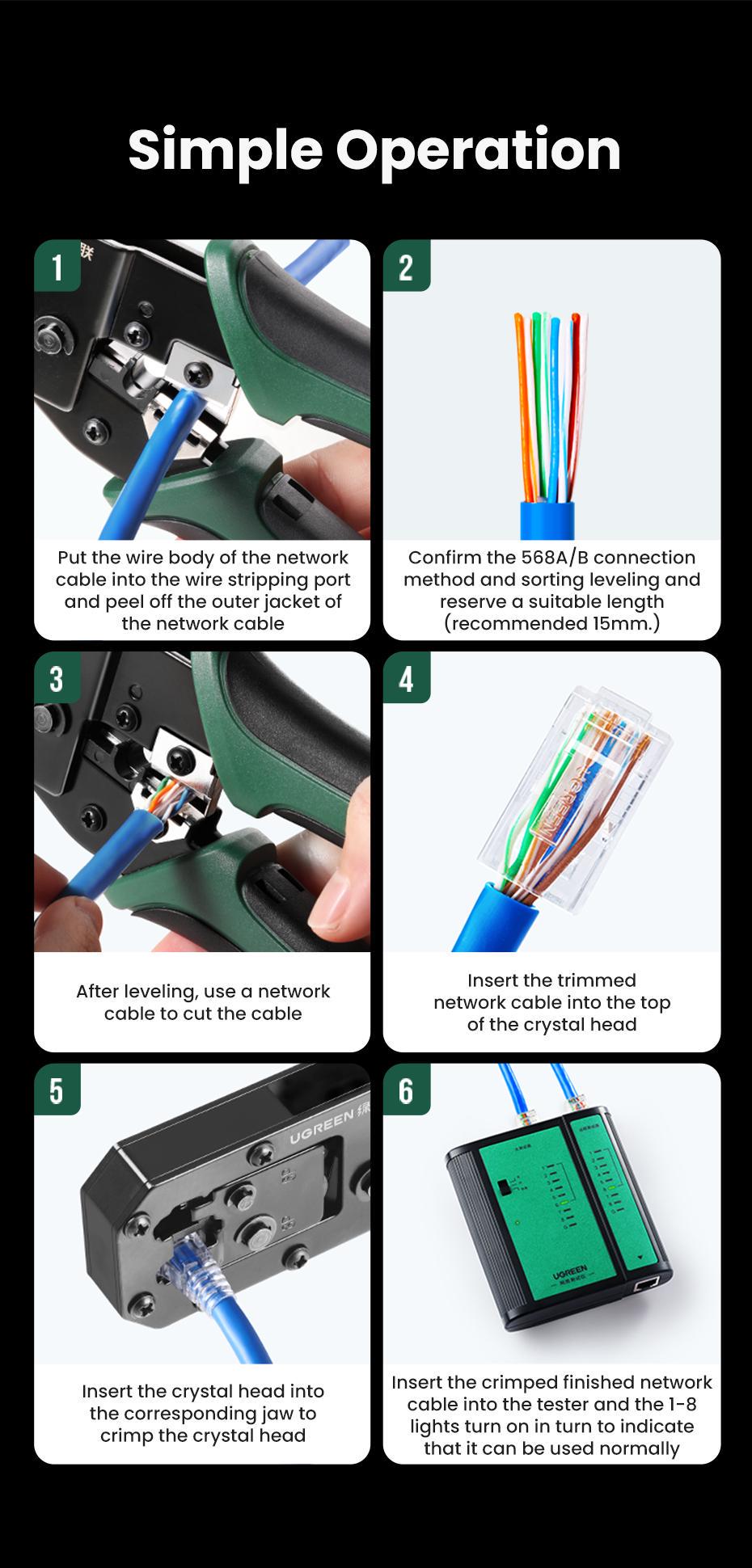 Кримпер для конекторів Ugreen RJ45 8P RJ11 6P з функцією різання (29516824) - фото 16