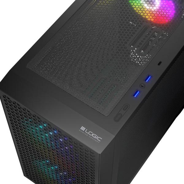 Корпус для компьютера LogicConcept DART PRO Mini-Tower mATX Mesh 3x120 мм ARGB Black (AM-DART-PRO-ARGB-10) - фото 4