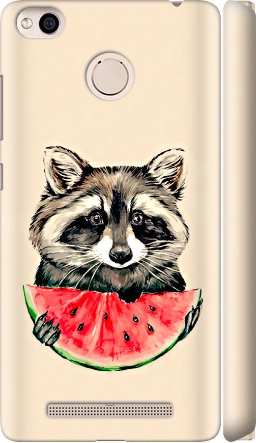 Чехол на Xiaomi Redmi 3x Енотик с арбузом (4605m-441-42517)