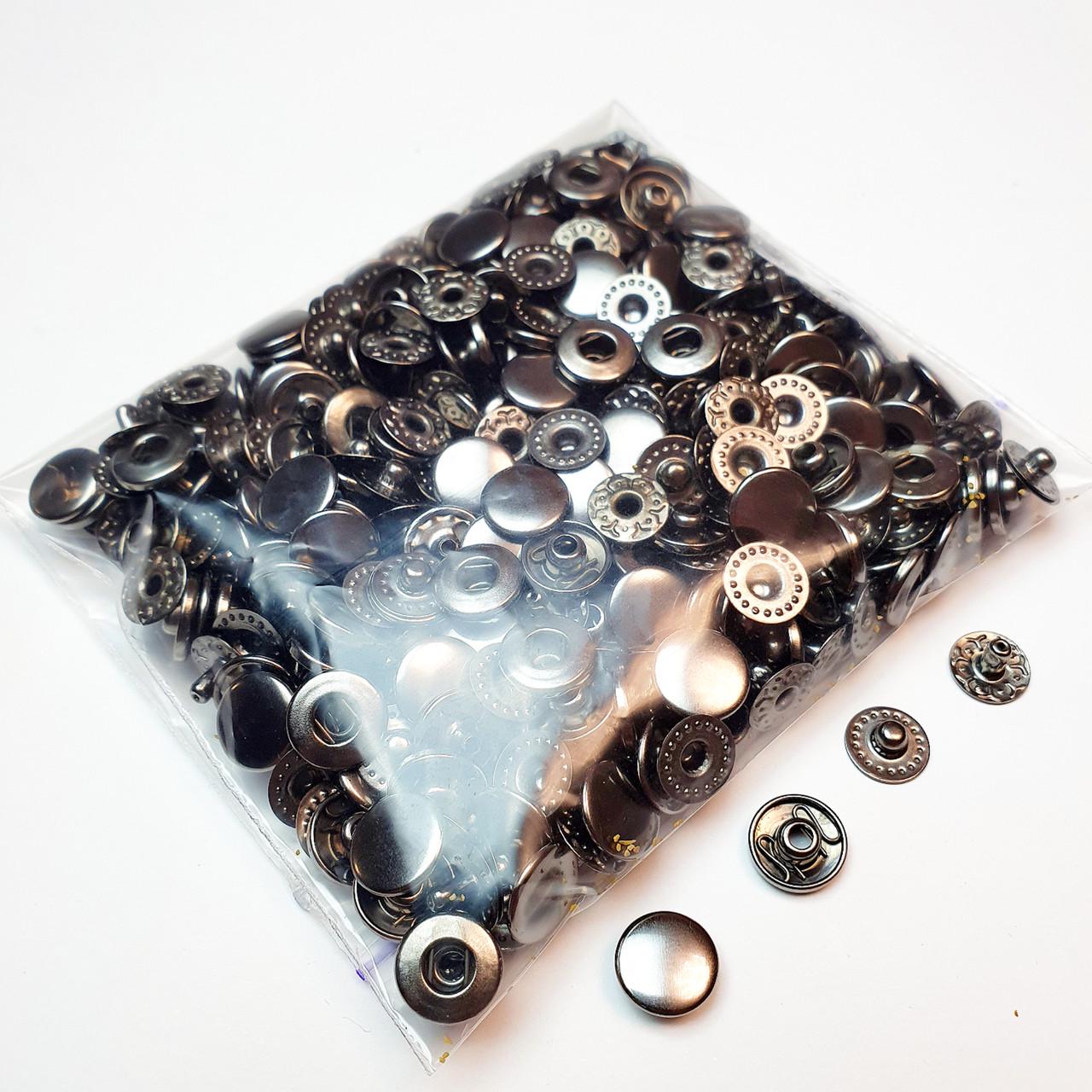 Кнопка металева Strong Alfa VT-2 10,5 мм 100 шт. Чорний нікель