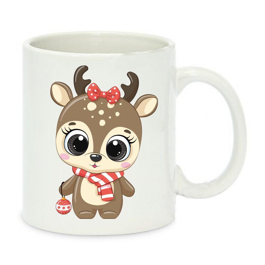 Чашка с принтом Новогодний олененок 330 мл Белый (001205)