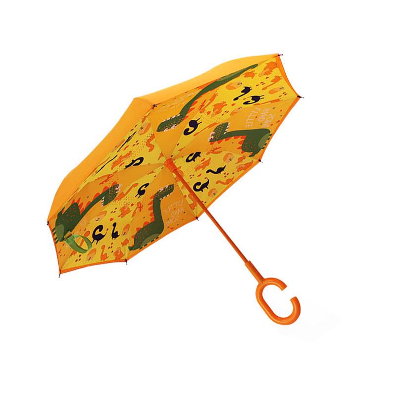 Детский зонт-наоборот Up-Brella Dinosaur World-Orange (динозавр) обратного сложения