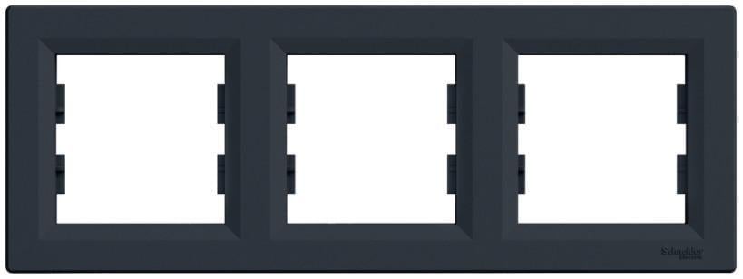 Рамка трехместная горизонтальная Schneider Electric Asfora Антрацит (00000003113)