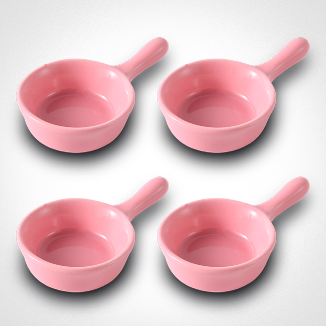 Набор круглых соусниц с ручкой 4 шт. Розовый (2166935244)