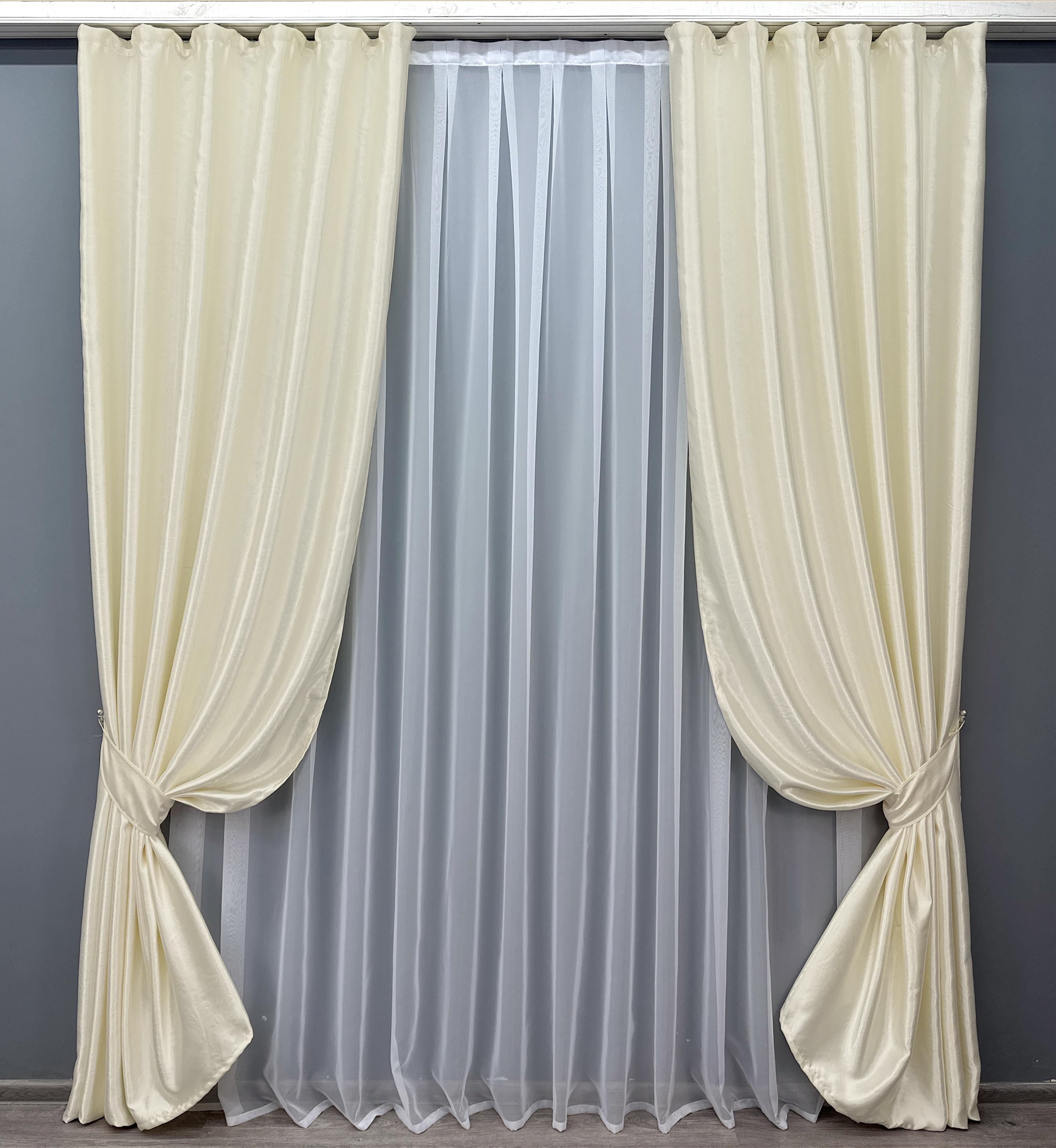 Комплект готовых штор VR-Textil Софт №1733ш 150х270 см 2 шт. Молочный (33-0707)