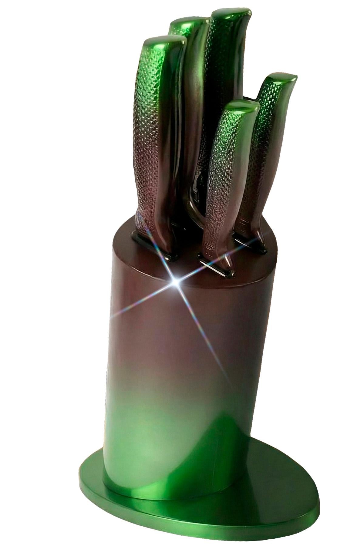 Набор кухонных ножей BRS из нержавеющей стали 6 шт. Green/Black (564115551) Набор кухонных ножей BRS из нержавеющей стали 6 шт. Green/Black (564115551)