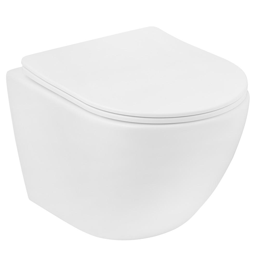 Унитаз подвесной Kroner Harz WHI483632 CV032967 безободковый с сиденьем с микролифтом (229713)