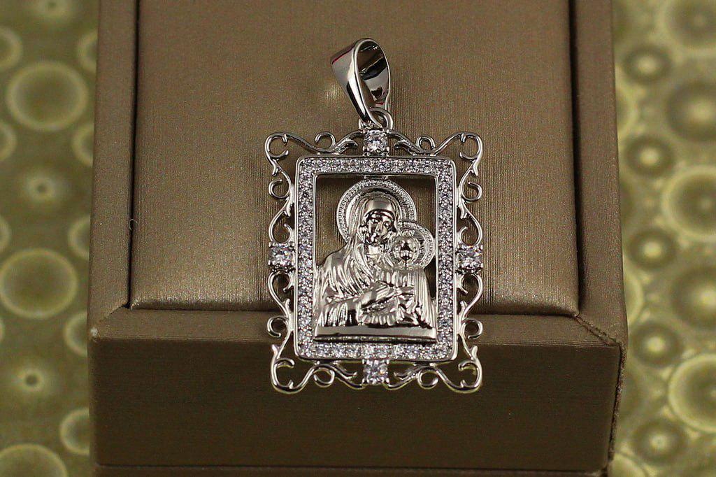 Ладанка Xuping Jewelry прямоктная ажурная дева Мария с малышом 2,8 см Серебристый (29294772)