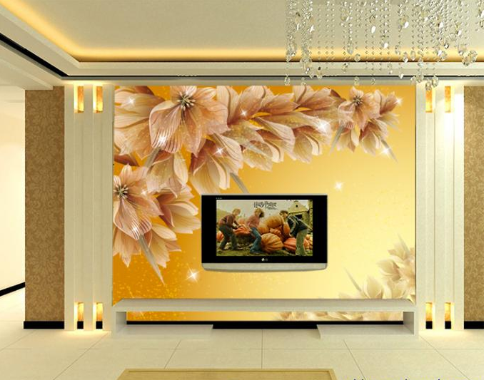 Фотошпалери 3D флізелінові квіткові для спальні/зали/кухні Квіти з блиском
