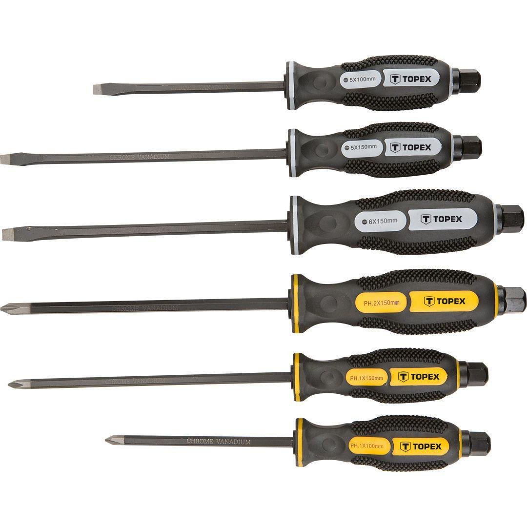 Набор магнитных отверток Topex PH/SL 6 шт. ударные/усиленные (23662) Набор магнитных отверток Topex PH/SL 6 шт. ударные/усиленные (23662)