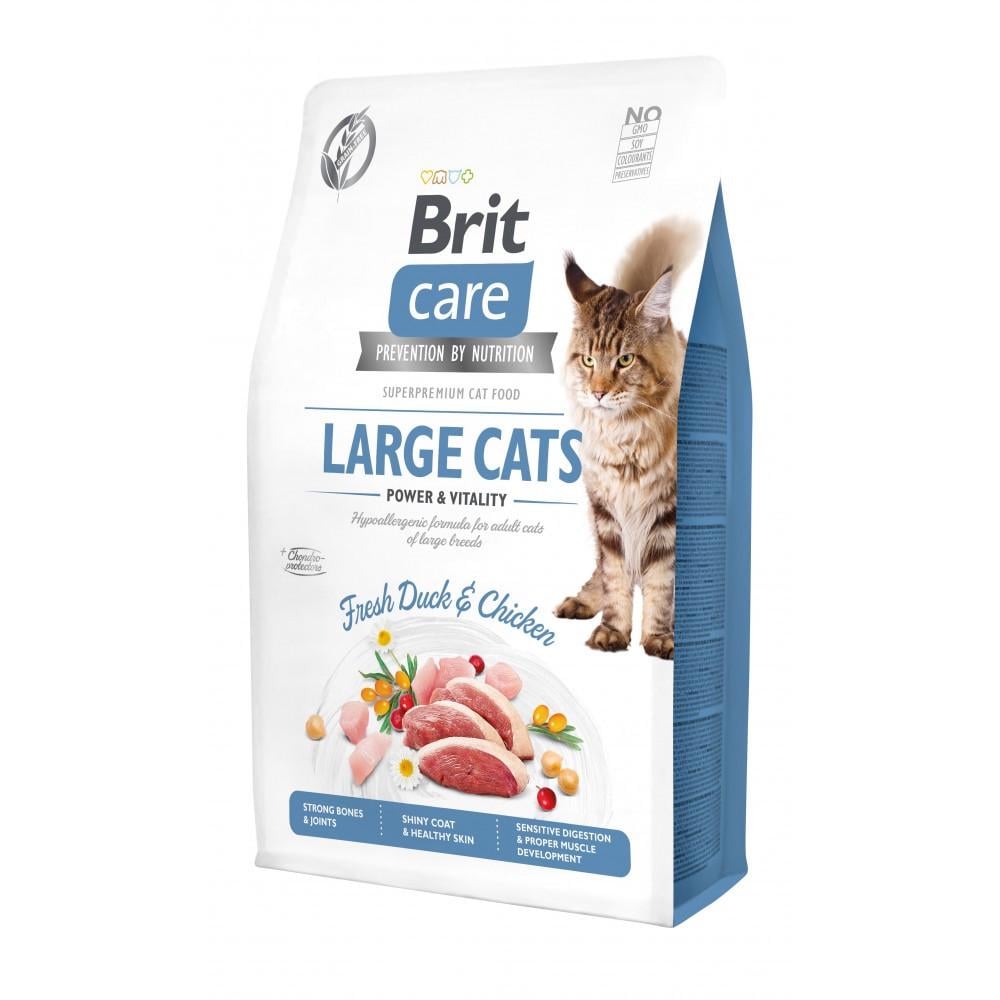 Корм сухой Brit Cat Grain Free Large Power Vitality для взрослых кошек больших пород с уткой и курицей 2 кг (34806861)