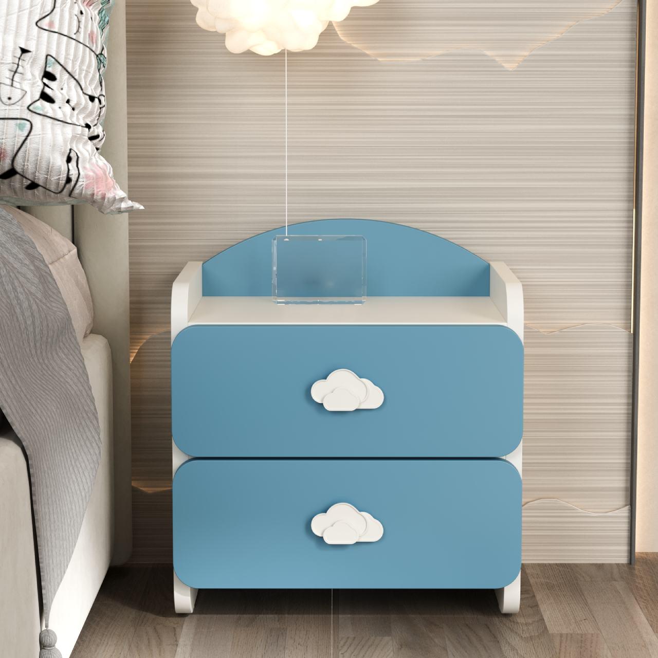 Тумба прикроватная детская Win Мебель Sunshine МДФ RAL 9003 матовый белый/RAL 5024 голубой (27775481) - фото 1