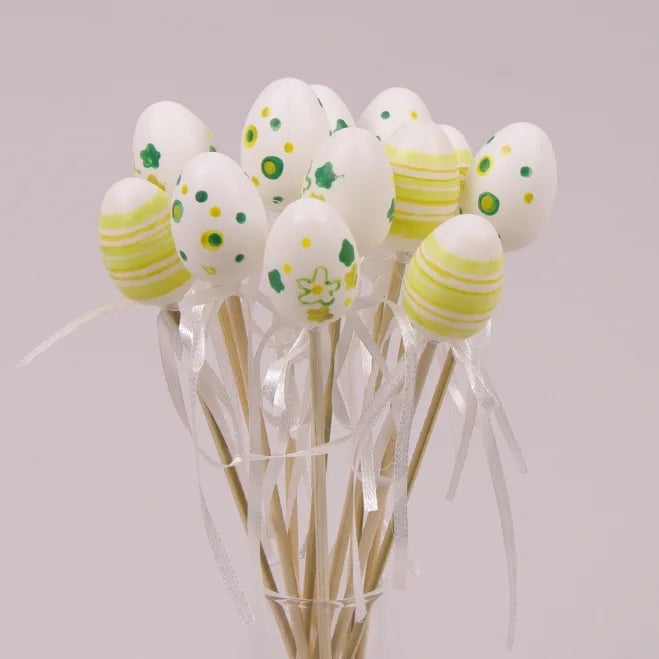 Декорация пасхальная на пике Flora Писанка микс 12 шт. (44069)