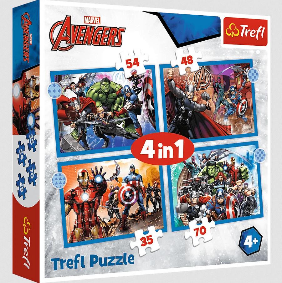 Пазл Trefl 4в1 Храбрые мстители MARVEL