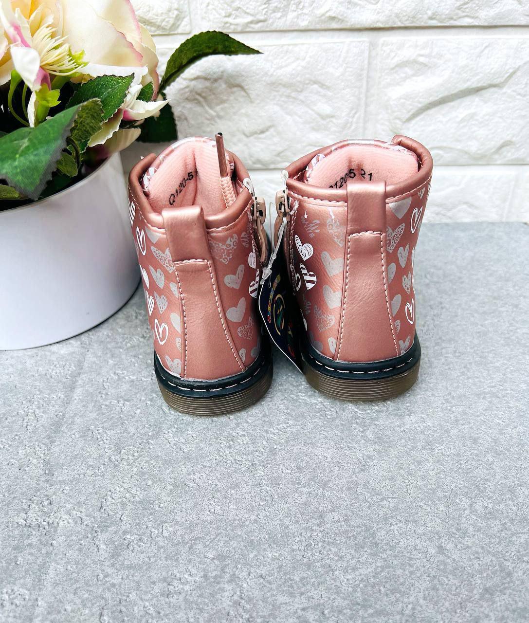 Ботинки для девочки С.Луч 1681 с сердцем р. 23 14,3 см Розовый - фото 4