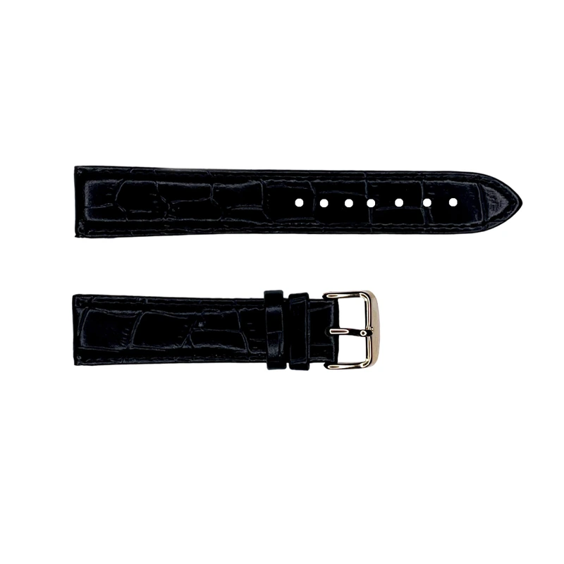 Ремінець для годиника шкіряний ІІ 20 мм Чорний/Золотий (20095)