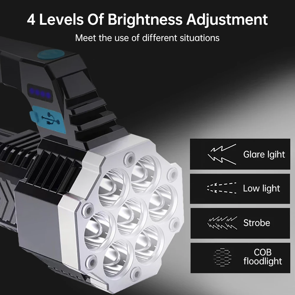 Ліхтар LED високої потужності акумуляторний USB (TO08) - фото 5