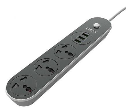 Подовжувач мережевий LDNIO SC3301 3 розетки 3 USB 1,6 м Сіро-чорний (1903267694) - фото 3 Подовжувач мережевий LDNIO SC3301 3 розетки 3 USB 1,6 м Сіро-чорний (1903267694) - фото 3