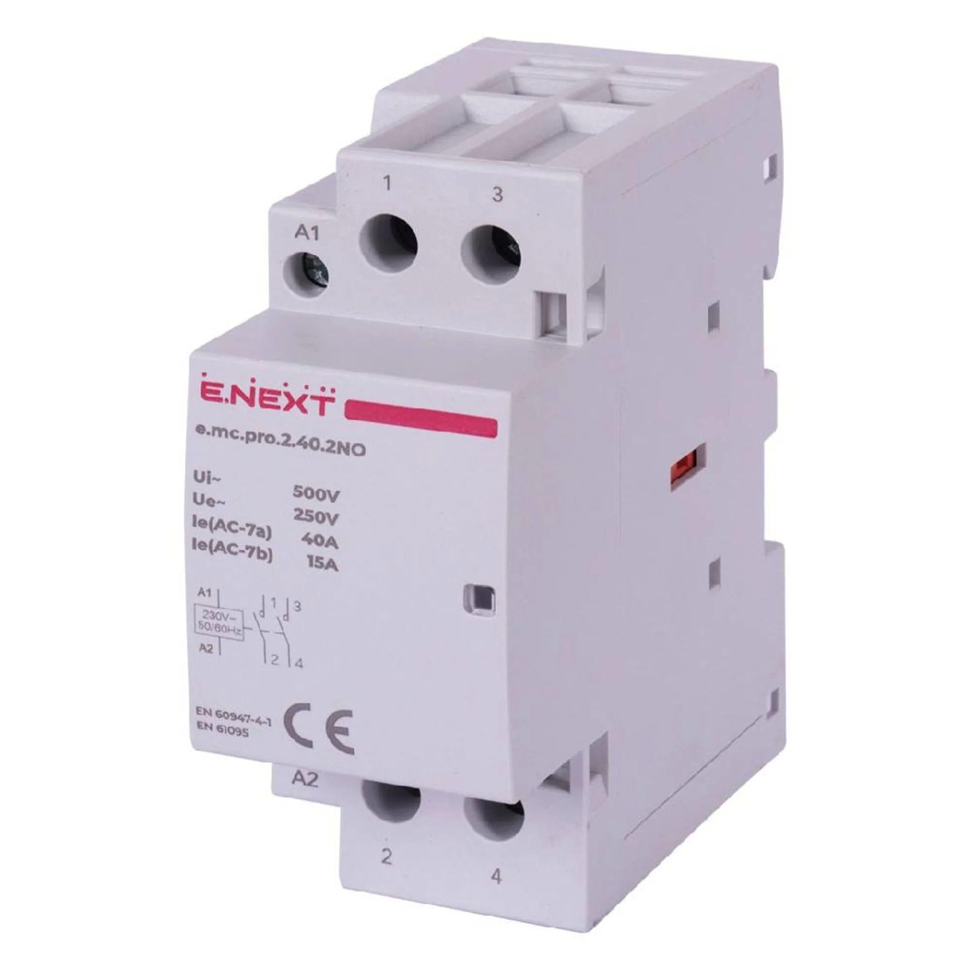 Контактор модульный e.mc.pro.2.40.2NO 2р 40А 2NO 220В (89739)