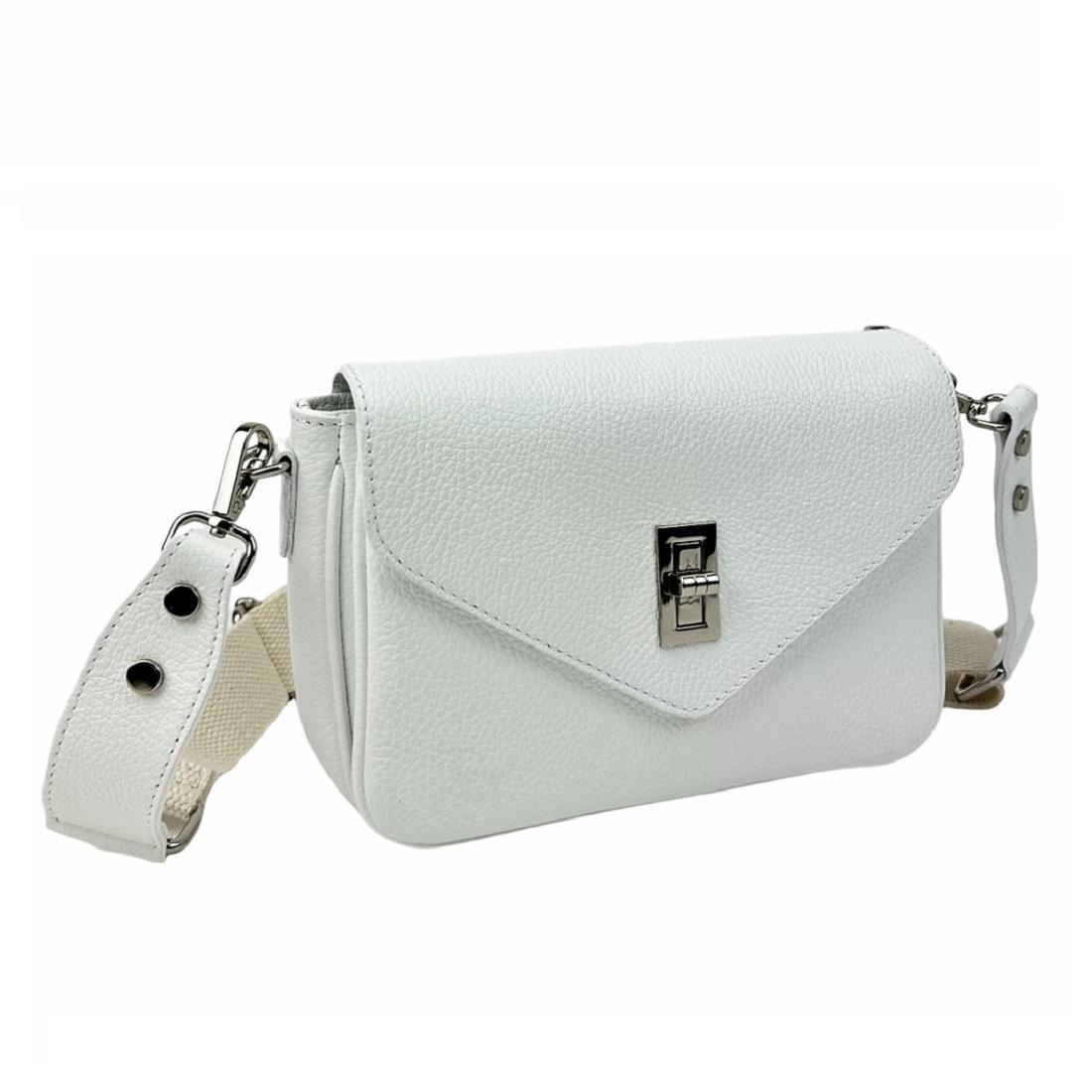 Женская сумка кросс-боди на замке Royal Bag F-IT-9555W кожаная Белый (6850)