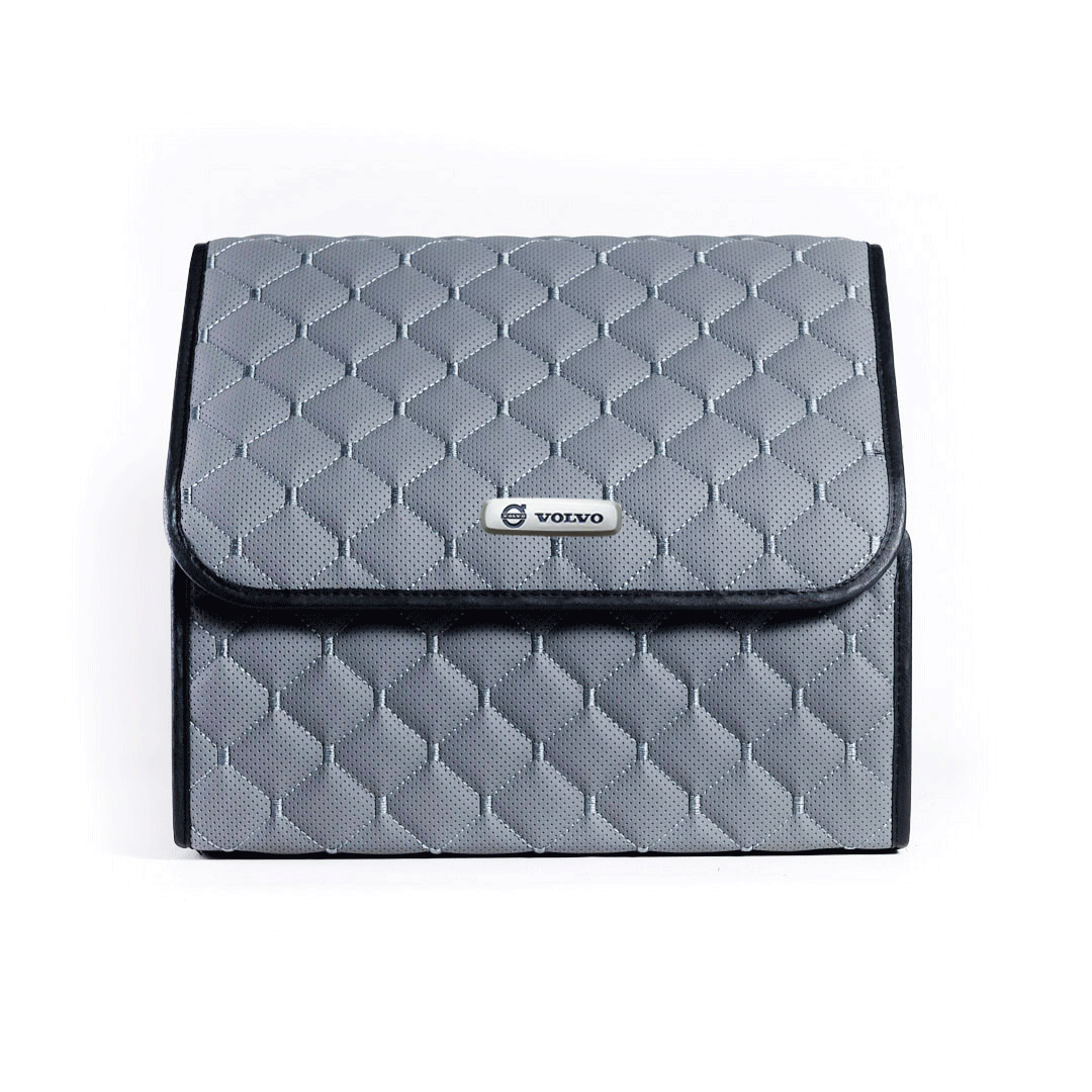 Сумка-органайзер с лого Volvo в багажник CarsBAG Экокожа 30x35x30 см Серый (acb-1036-4-30х35х30-12)