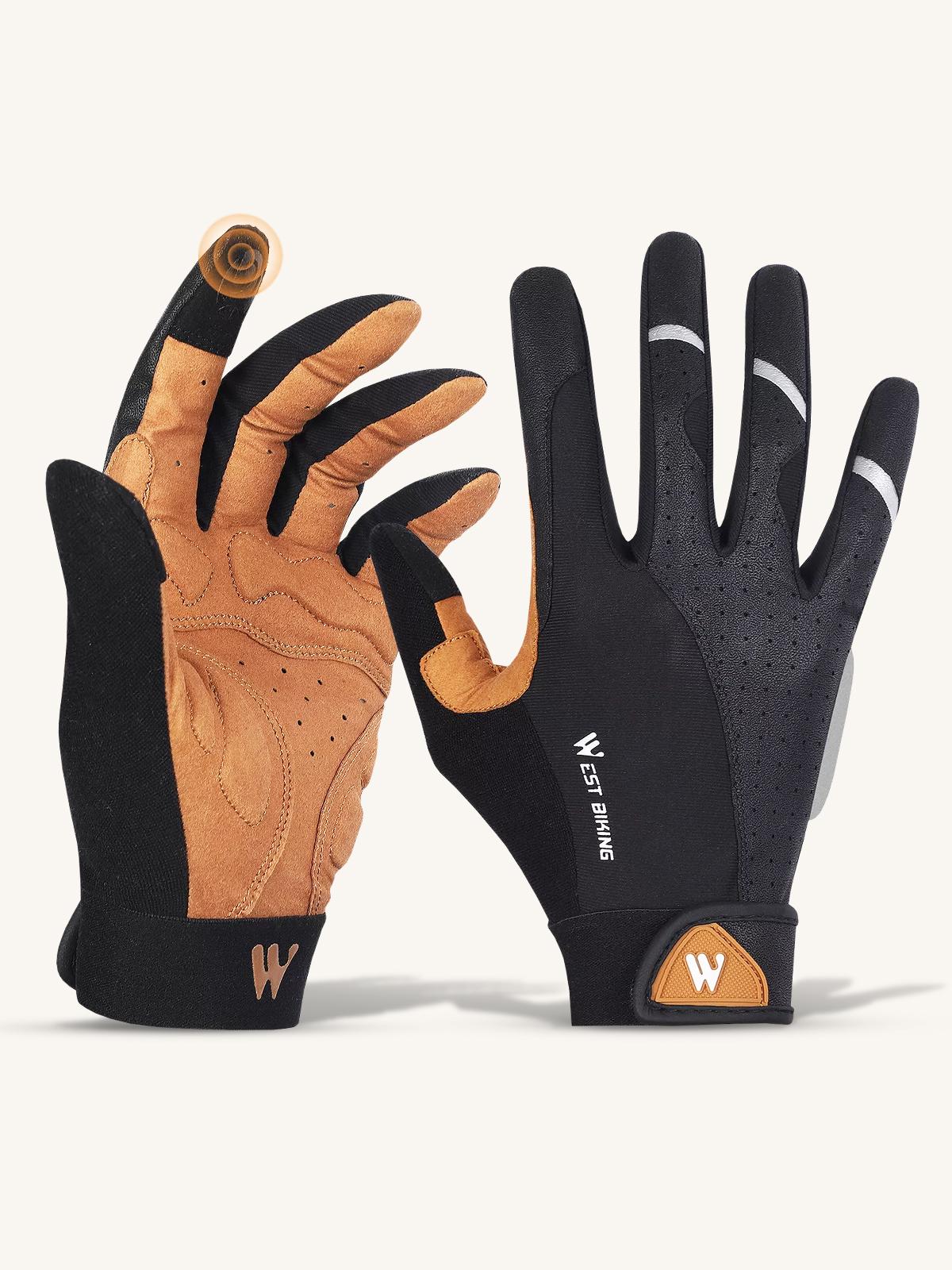 Перчатки велосипедные закрытые WestBiking унисекс XL Черно-коричневый (73579)