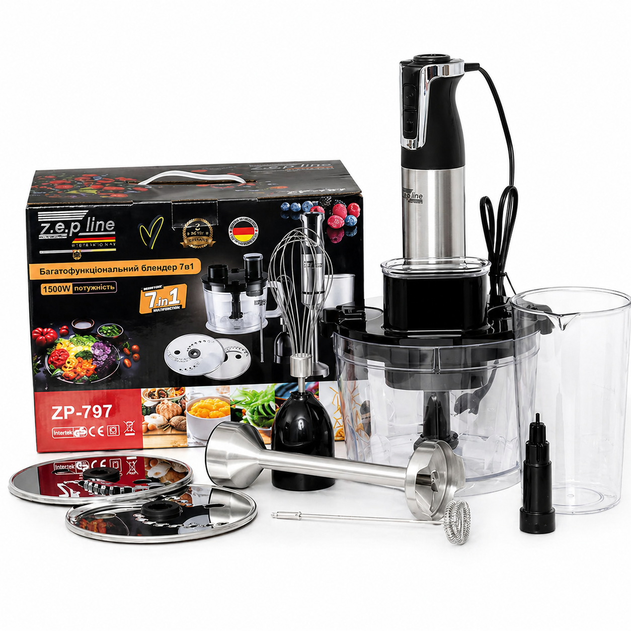 Блендер-измельчитель ZepLine ZP-797 1500 Вт с чашей/насадкой-теркой (34204786)