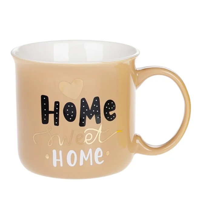 Чашка керамическая Flora "Sweet Home" 0,4 л Бежевый (31620)