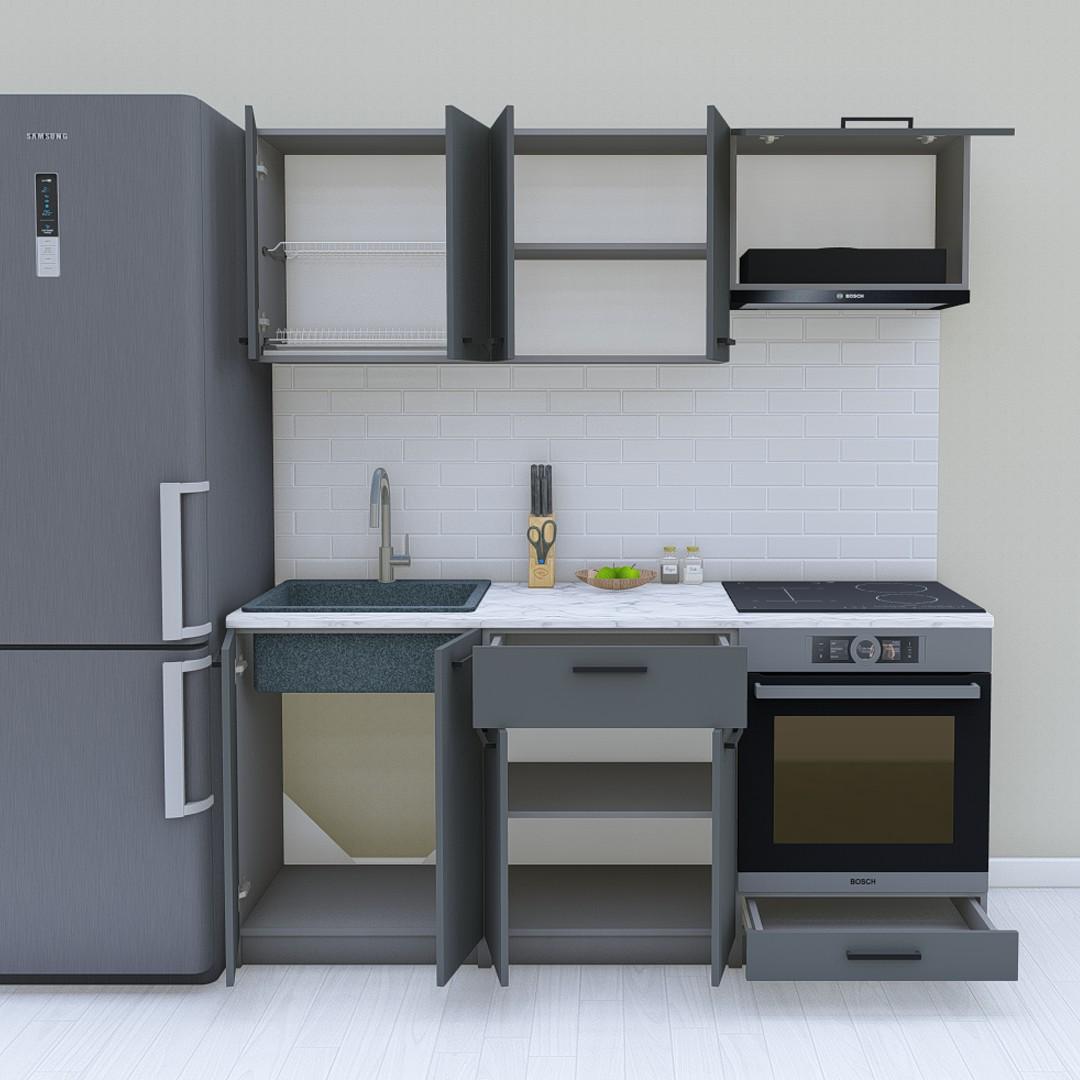 Модульная кухня Opendoors без столешницы 180 см Графитовый/Антрацитовый (МП40/11) - фото 2 Модульная кухня Opendoors без столешницы 180 см Графитовый/Антрацитовый (МП40/11) - фото 2