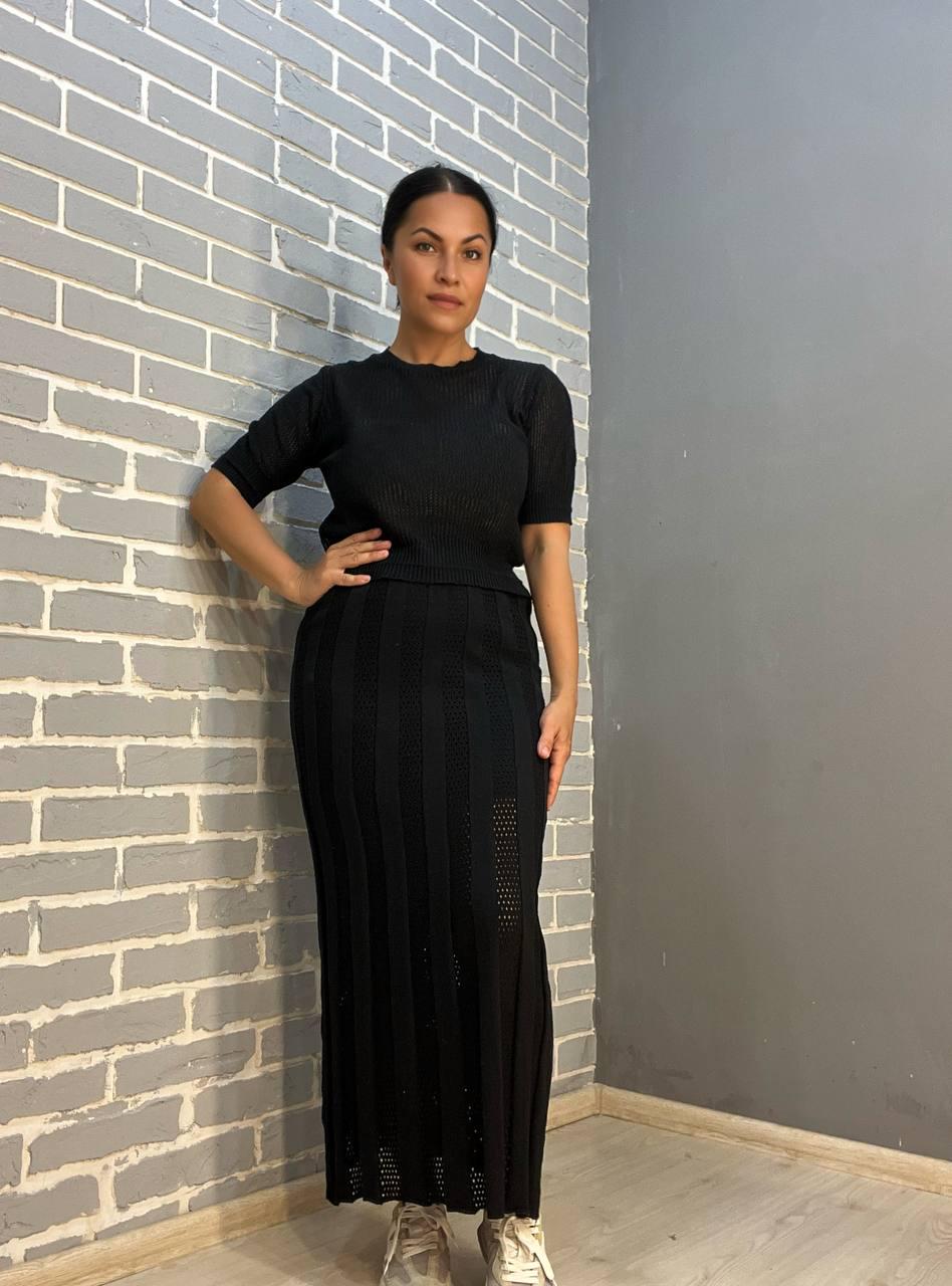 Костюм женский MINTAS 4222 юбка длинная с регланом OS Черный (2504)